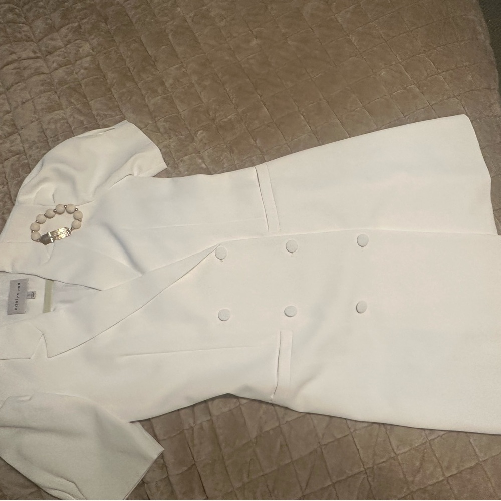 Elegant White Double-Breasted Women's Coat